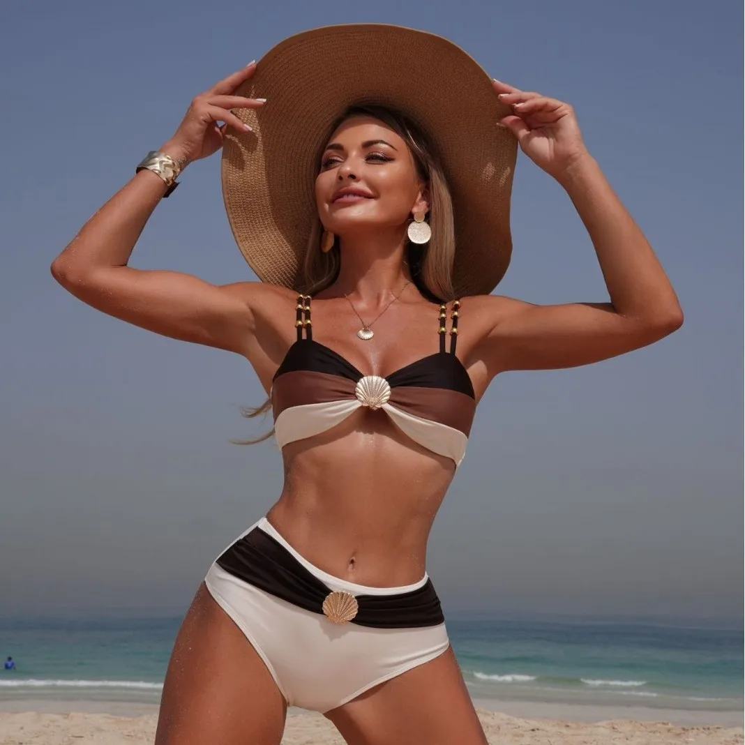 

2026 New Scallop Accessories Swimsuit Women's Two-Piece Bikini Swimsuit