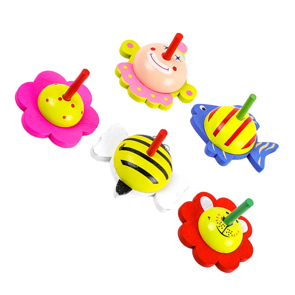 5Pcs Wooden Gyro Pendulum Fun Kids Interactive Mini Gyroscope Rotating Party Favor Gift Gyro Toy Tops Toys Wooden Toys