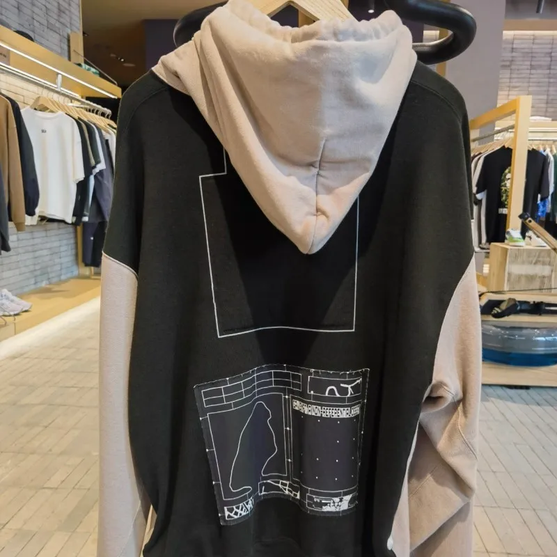 Oversize Heavy Cotton Patchwork Color Blocked CAVEMPT Hoodie Retro Abstract Print Drawstring Hood Sweatshirts Men Women Pullover