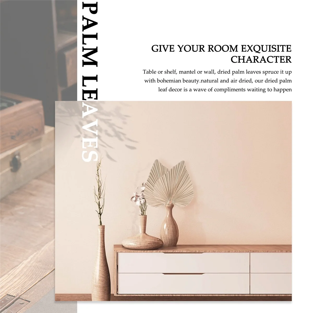 Decorazioni per la stanza delle foglie di palma essiccate 5 pezzi-18 pollici H x 10 pollici W grande decorazione naturale in foglia di palma per un bellissimo Look Boho