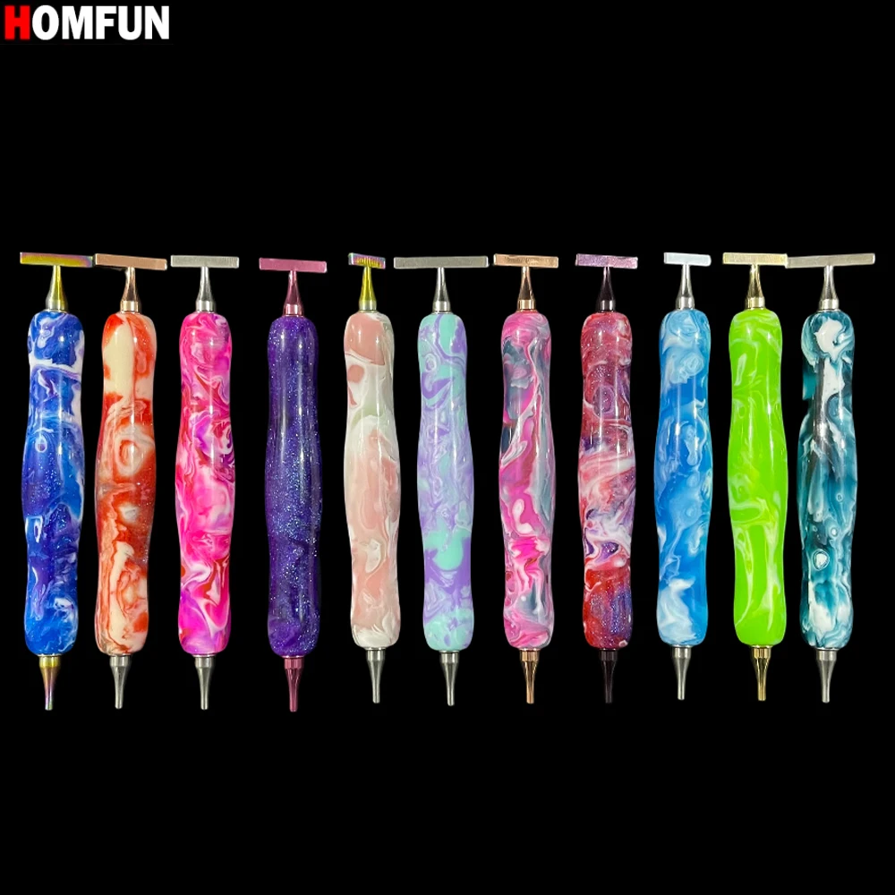 HOMFUN Colorful Diamond Painting Pen，Embroidery Threaded Dot Drill Tool，Multifunctional Metal Screw Thread Head Accessories