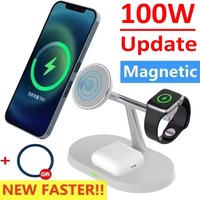 3 in 1 100W Magnetic Wireless Charger Stand For Magsafe iPhone 16 15 14 13 12 Apple Watch 8 7 Airpods Pro Fast Charging Station