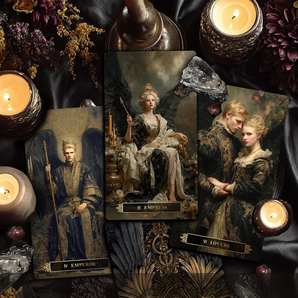 original-78-piece-waterproof-pvc-tarot-cards-with-oil-painting-sle-adow-wing-hymn-tarot-de-for-gng-and-collecting