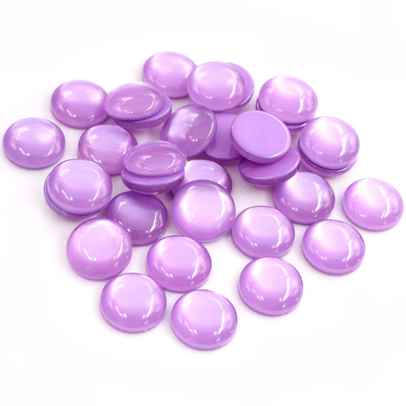 New Fashion 40pcs 12mm cabochon in resina con retro piatto di colore viola chiaro Cameo