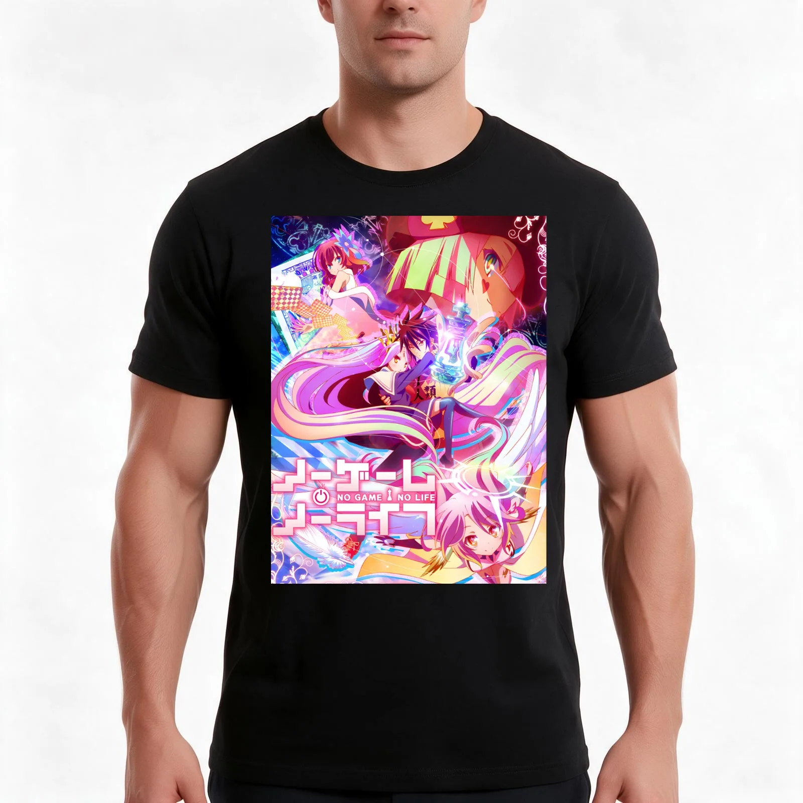 No Game No Life Zero - Cover Image T-Shirt, Summer Casual Cotton Tee, Oversized Streetwear Tops, Vintage Graphic Print