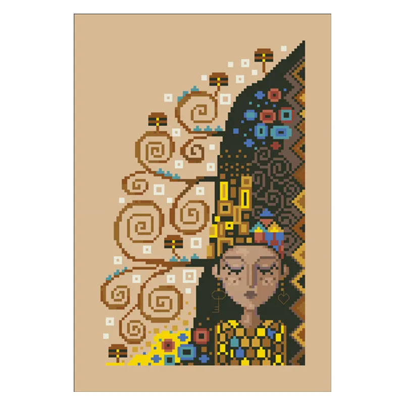 Dreaming of Klimt cross stitch kit cotton silk thread 18ct 14ct 11ct count linen flaxen canvas stitching embroidery