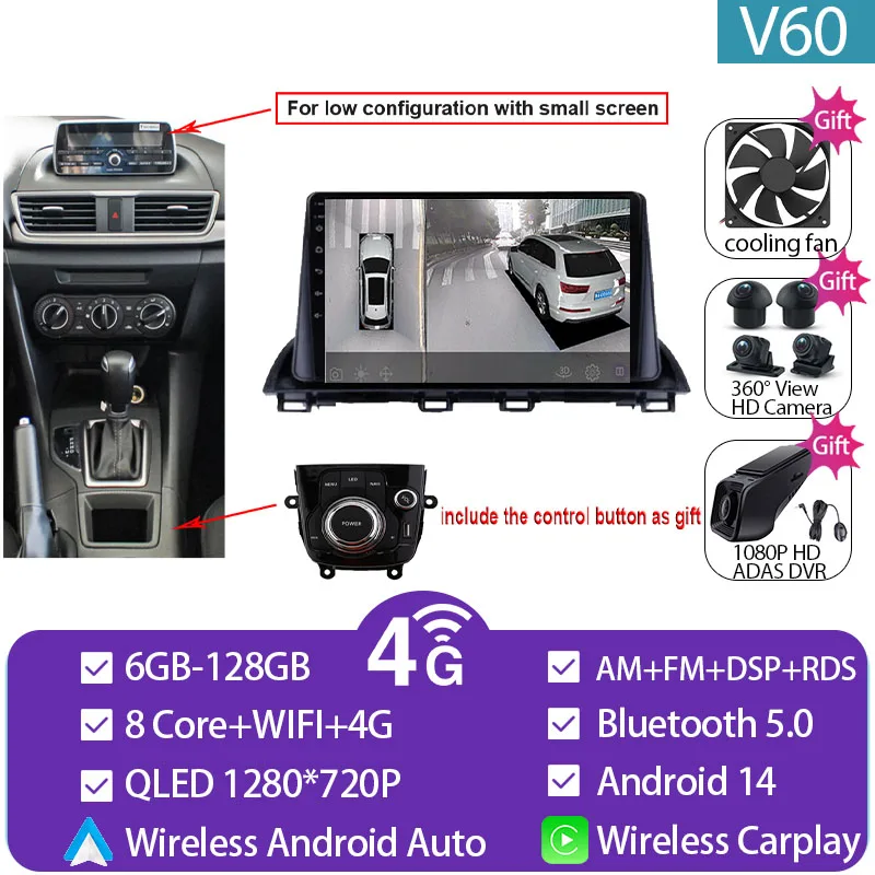 Voor Mazda 3 Axela 2014-2019 Mazda CX-4 CX4 2016-2018 Autoradio Android Auto GPS Navigatie multimedia Video Player Geen DVD