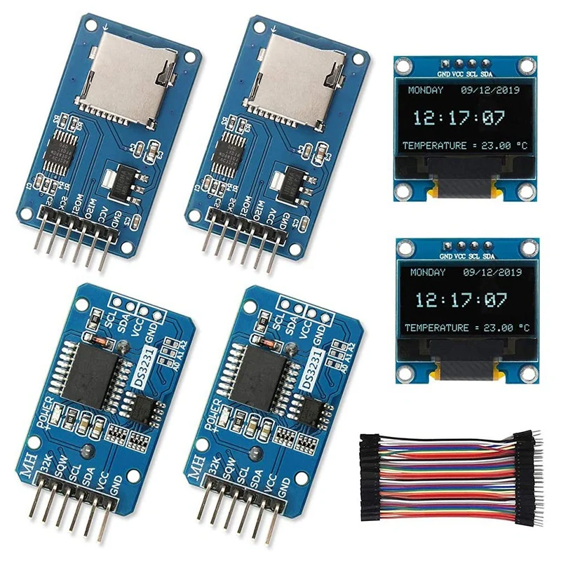 실시간 시계 키트, DS3231 AT24C32 IIC RTC 시계 모듈, 미니 SD 미니 TF 카드 어댑터 리더 드라이버