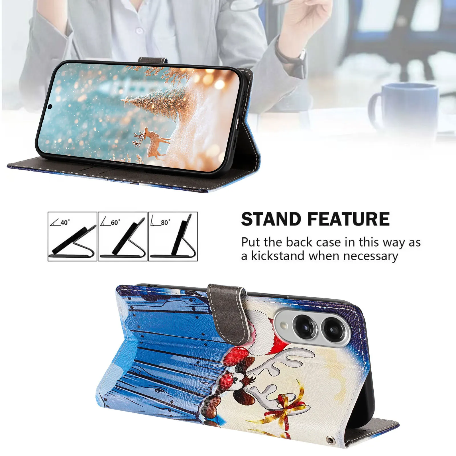 حافظة جلدية مغناطيسية لعيد الميلاد لهاتف سامسونج جالاكسي S26 S25 Edge S24 S23 S22 S21 S20 Ultra Plus FE غطاء قابل للطي مقاوم للصدمات