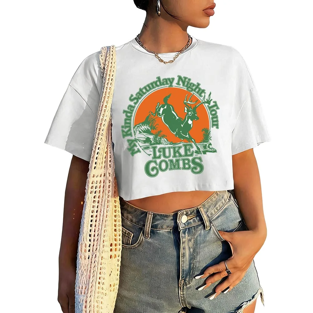 Luke-Combs Tour 2026 Shirt Women O-Neck Short Sleeves Crop Tops T-shirt