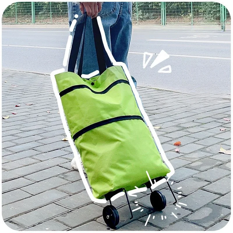 Portable Shopping Cart Bag Foldable Package Home Grocery Carry-on Express Small Pull Cart with Wheels Lightweight Trailer