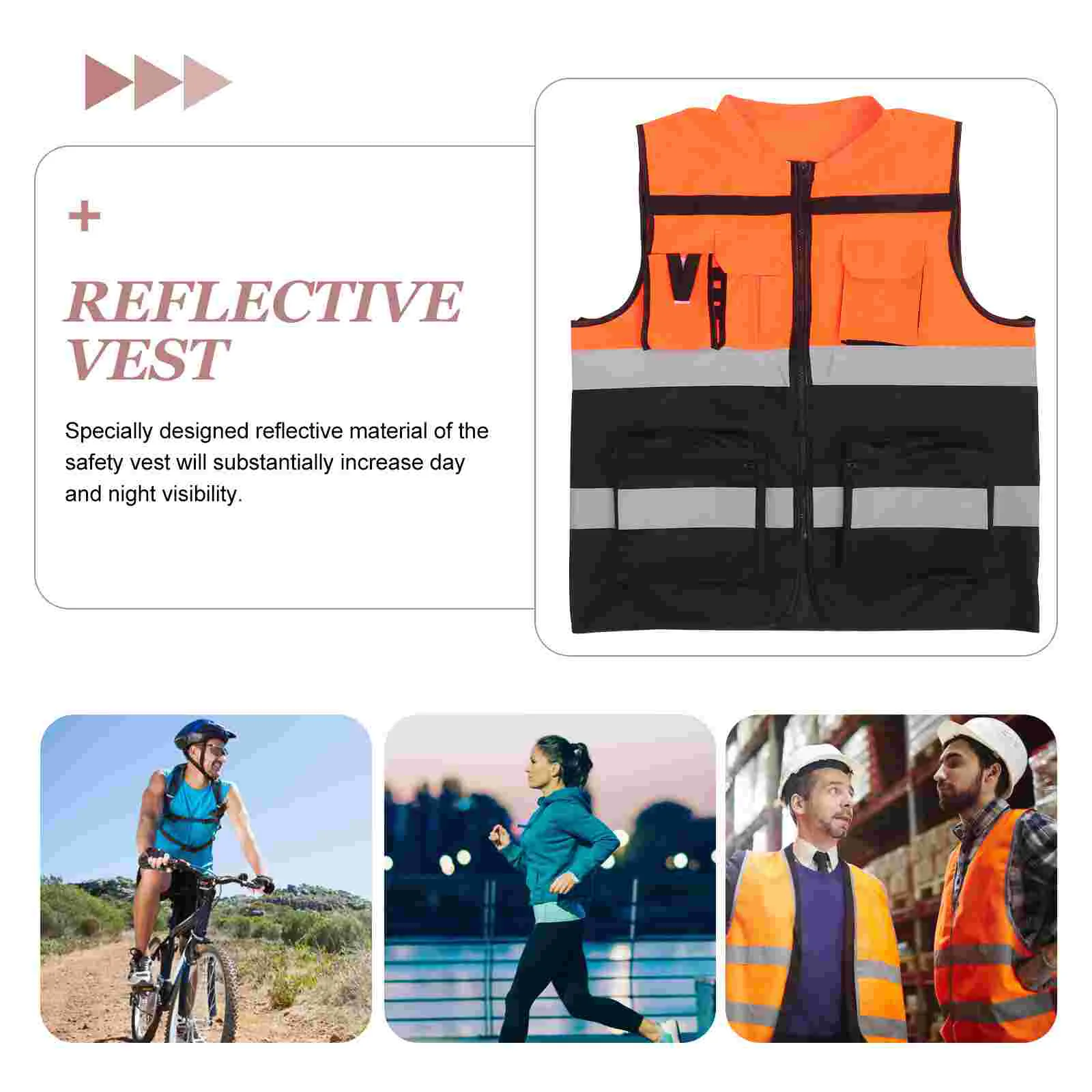 Reflective Safety Clothing Visibility Belt Weighted Vest Running Night Cycling Security Construction Man