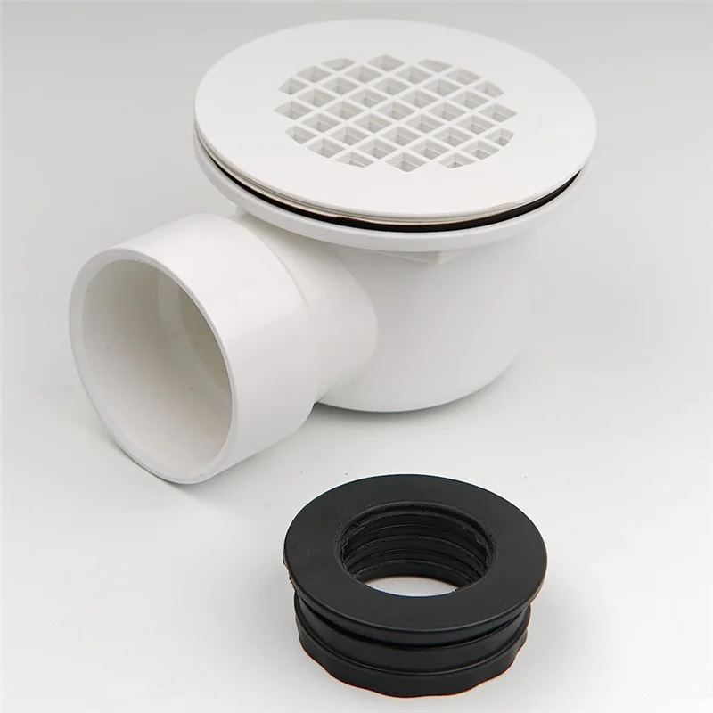 Low Profile Shower Base Drain with Perforated Strainer Side Outlet Shower Drain Side Outlet Drain Assembly