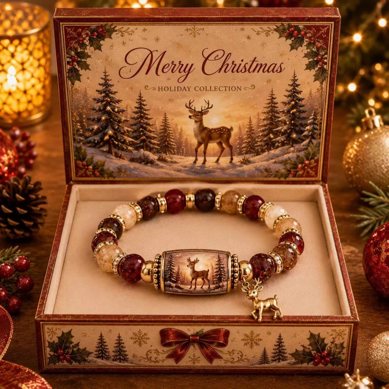 2026 Limited Edition Christmas Magic Collection Bracelet for Women Girls Stretch Beaded Bracelets Stocking Charms Jewelry Gift