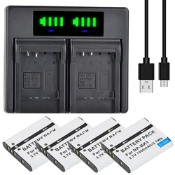 1000mAh NP-BK1 NP BK1 Battery+LED USB Dual Charger for Sony Cybershot MHS-PM5 DSC-W180 MHS-CM5 DSC W370 S980 S750 S780 S950 MHS-