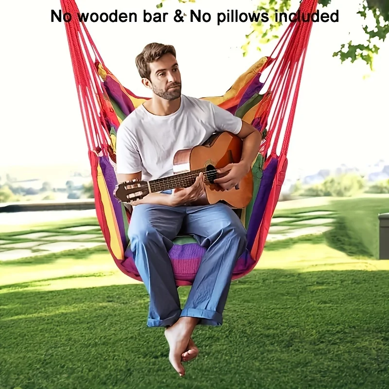 

1 шт. Подвесное кресло-гамак ручной работы, тканевое подвесное кресло для использования в помещении и на улице, прочное и удобное.