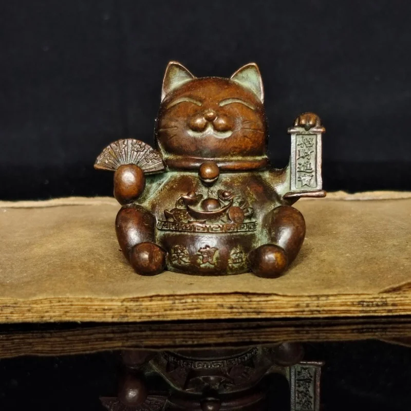 

Antique Bronze Fortune Cat Amass Fortunes Good Luck Home Office Counter Decorations Tea Ornaments Fine Ornaments