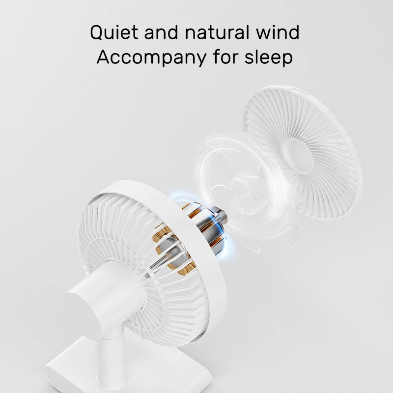 4000mAh Shaking Head Fan Chargeable Desktop Portable Circulator Wireless Electric Fan with Clock Display Air Cooling Ventilator