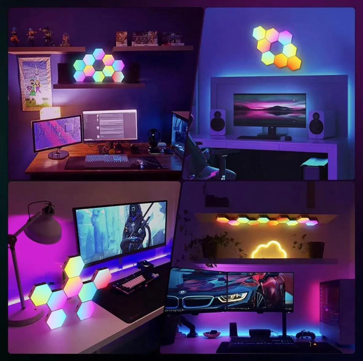 Kinkiet LED WIFI APP Bluetooth RGB lampa kwantowa nastrojowe oświetlenie do pokoju gry komputerowe dekoracja biurowa DIY