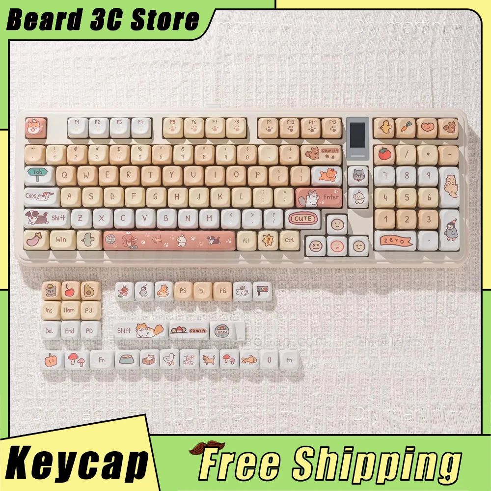 

Kindergarten Keycaps 132 Keys Heat Sublimated Artistic Personality PBT Cute Kittens Puppies Mechanical Keyboard Keycaps Gifts