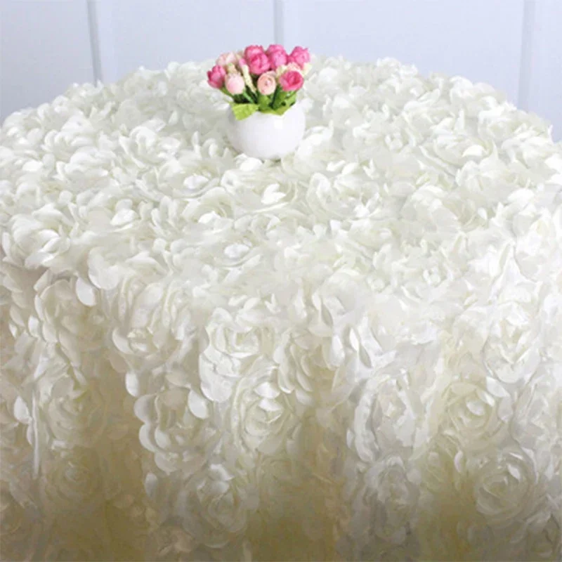 

Wedding table cloth embroider rosette flower 3D cover hotel banquet party round/rectangle decoration Christmas gift