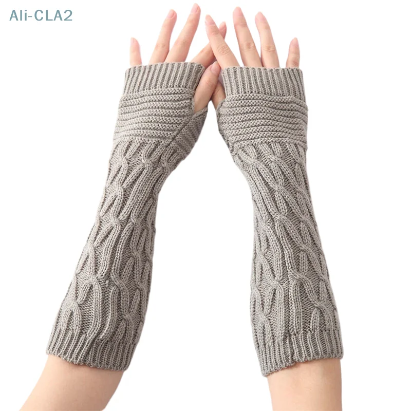 Long Fingerless Gloves Women‘s Mitten Winter Arm Warmer Knitted Arm Sleeve Fine Casual Soft Girls Goth Clothes Punk Gothic Glove