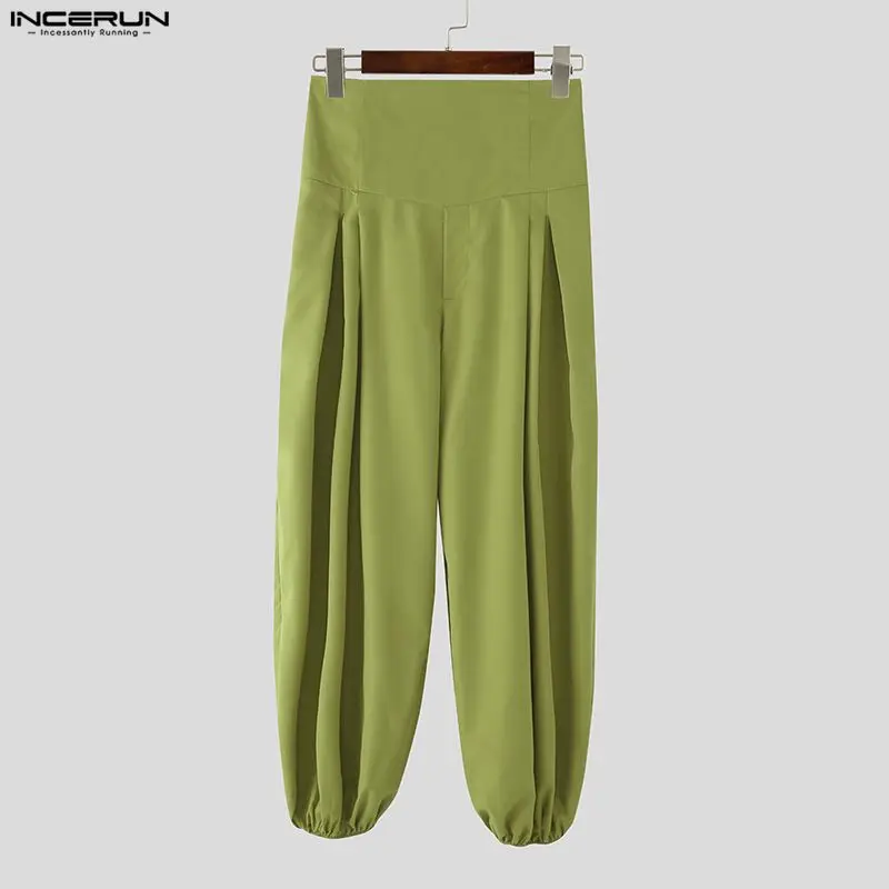 

Мужские брюки INCERUN: однотонные джоггеры с высокой талией, повседневные брюки, свободные уличные штаны, плиссированные модные длинные брюки для отдыха 2026