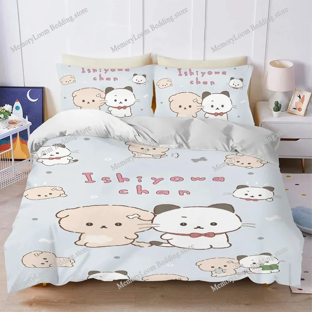 Kawaii I-Ishiyowa-Chan Cute Duvet Cover Set Home Style Bedding Soft Laundry Cotton Bed Student Dormitory Gift Luxury Gift519