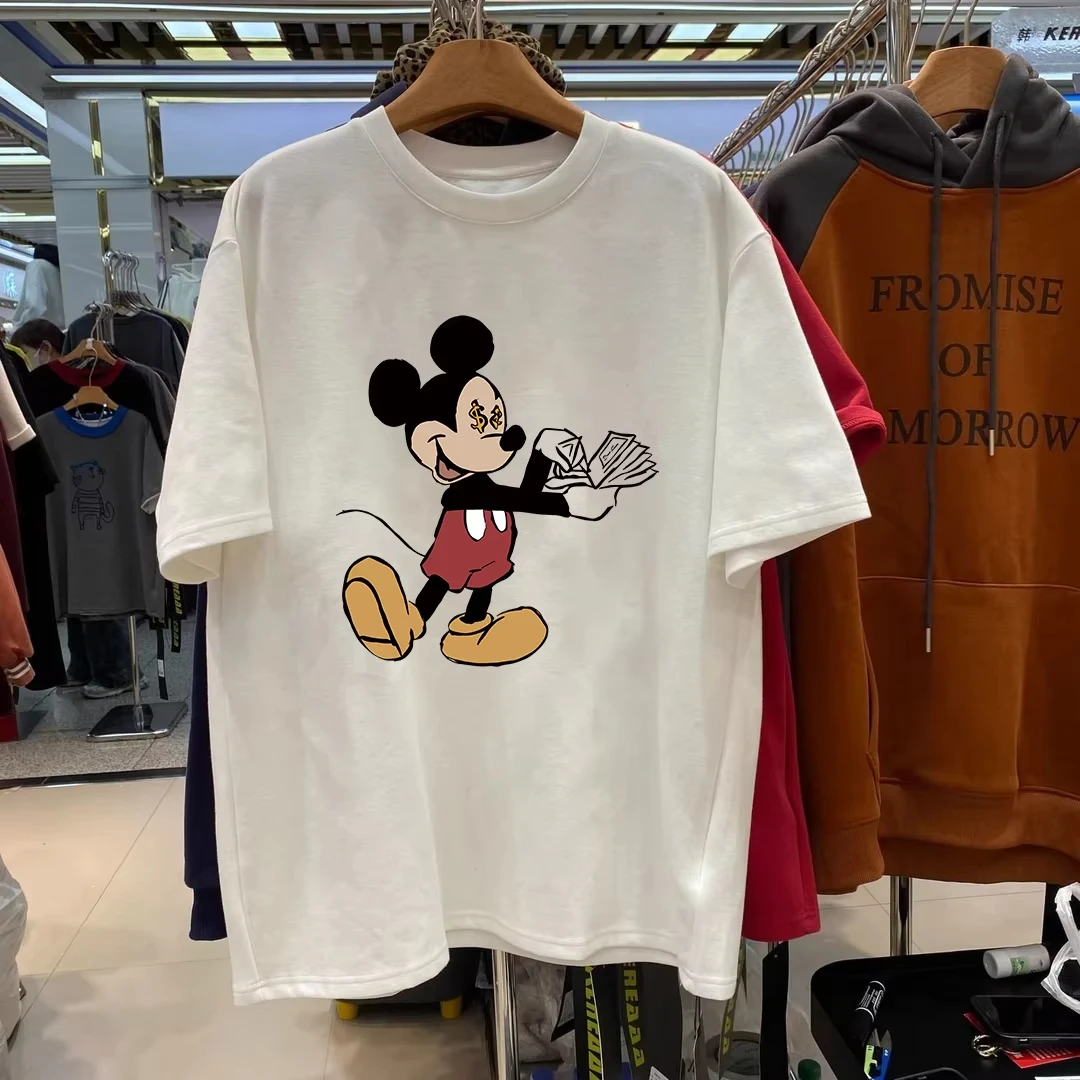 

Cotton Disney Printed Mickey Mouse Summer Popular Short Sleeve Top Men and Women Maternity Tops Kawaii Clothes