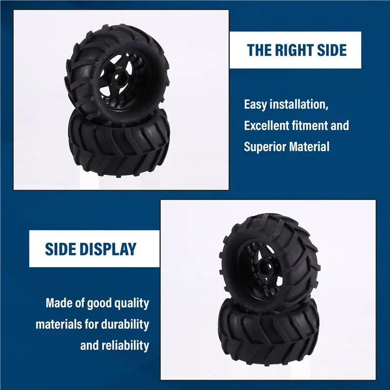 Best-Universal 80MM Wheel Tyre Tire 4Pcs For TRAXXAS 1/16 E-Revo, For HSP 94186 For MJX 16208 RC Car Upgrade Accessory