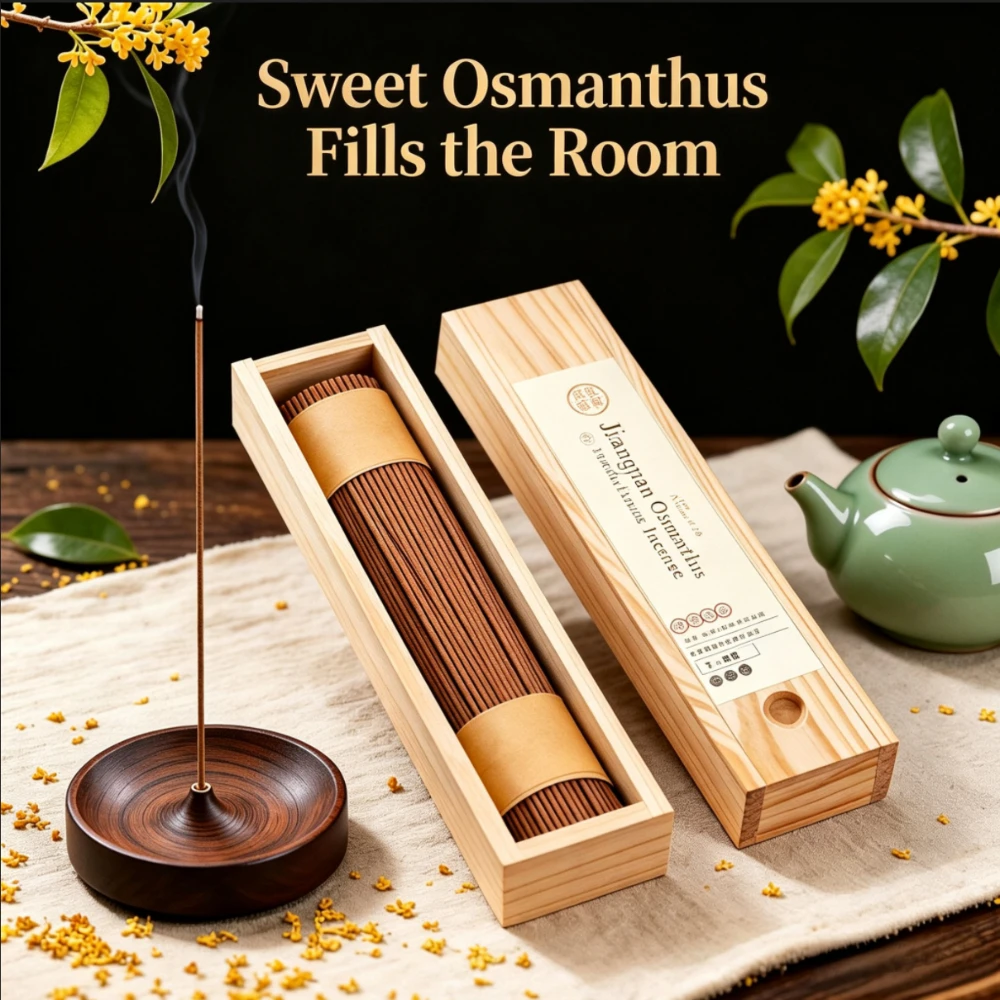 Osmanthus Incense Sticks Natural Raw Wood Incense Agarwood Sandalwood Handmade E Li Zhang Zhong Xiang Mugwort Wellness Incense