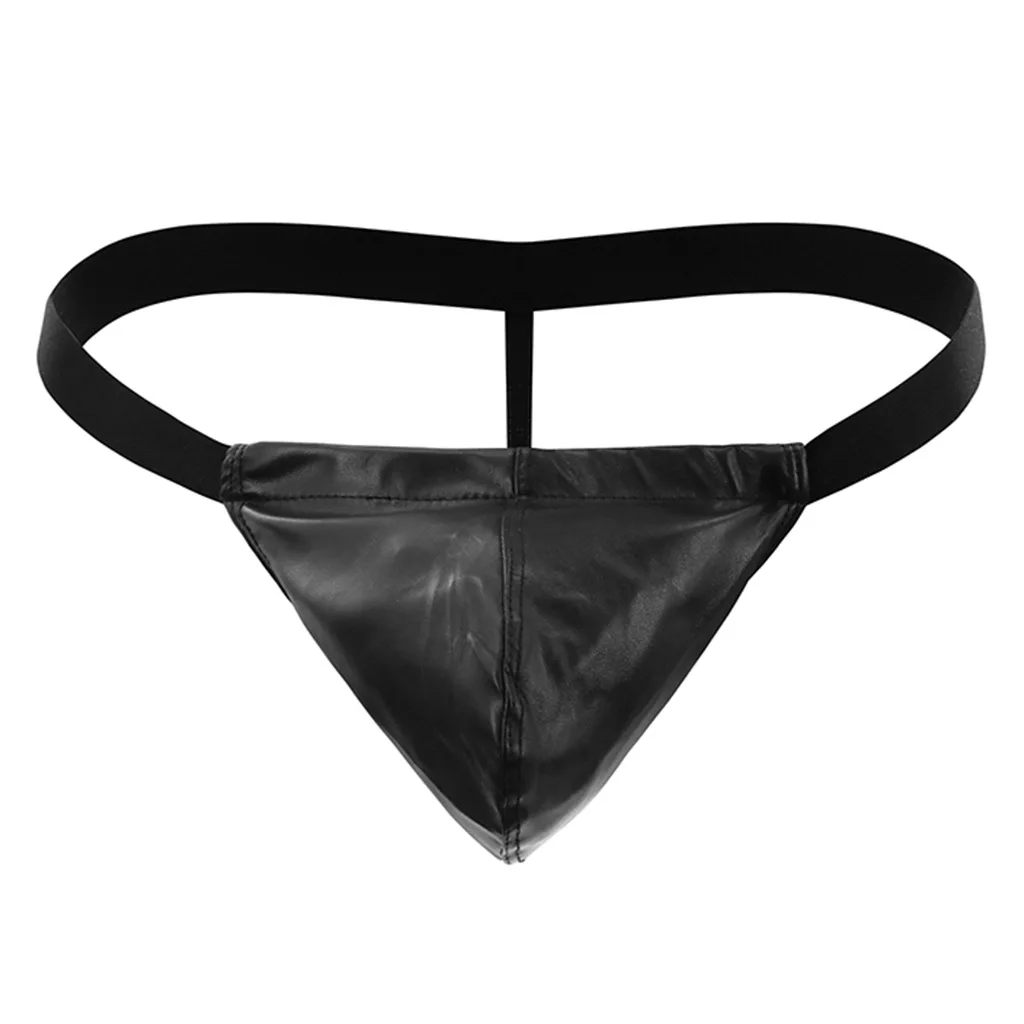 Men's Faux Leather T-Back Thong, Sleek Form-Fitting Sexy Underwear