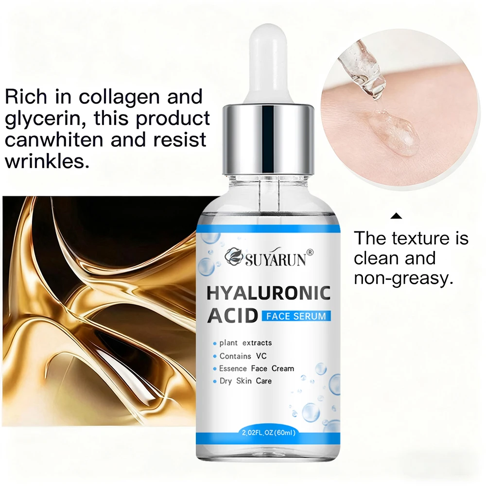 SUYARUN Hyaluronic Acid Serum - 24H Intense Hydration, Anti-Wrinkle & Plumping, Lightweight Face Moisturizer for All Skin Types.