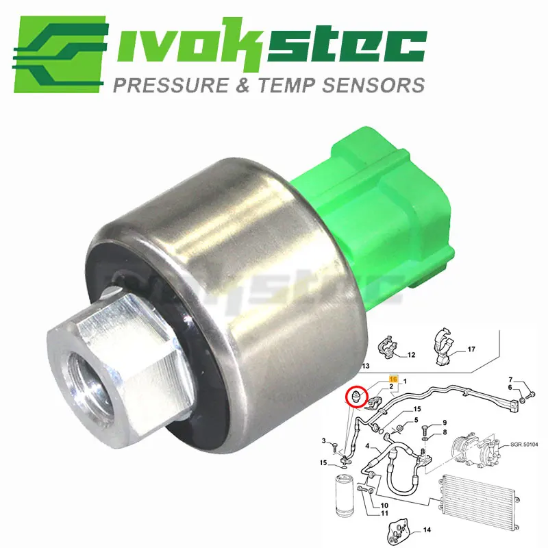 Interruptor de presión de aire acondicionado R134a para Fiat Palio 1.6 16V, Punto 1.2 16V, Ducato, Bravo, Alfa Romeo 166 3.2 V6 24V 46476438
