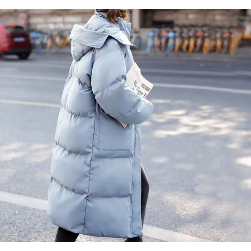 Women Winter Hooded Straight Long Cotton Padded Coat Oversized  Thicken Quilted Jackets Down Coat Korean Casual Parkas Snow Wear