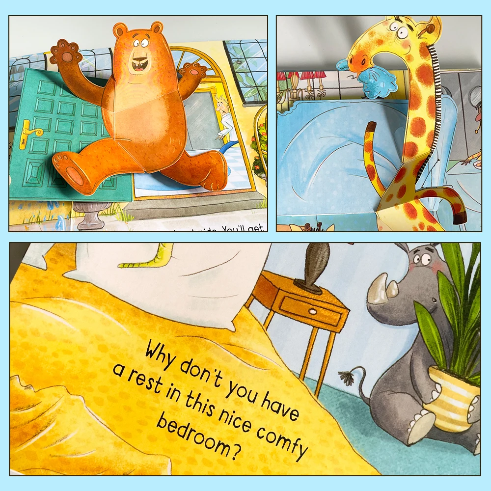 Usborne Peculiar Pop-Ups There's A Hippo in My Toilet Homeschool 3D Fun Bedtime Story Book for Kids Learning Material Board Book