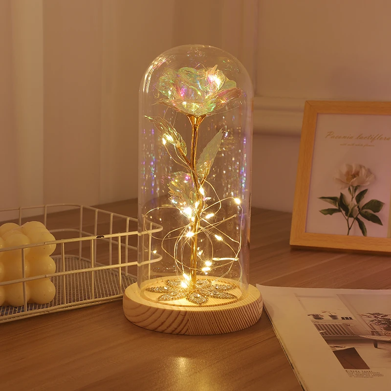 

2020 LED Magic Galaxy Rose Eternal 24K Gold Foil Flower Dome Fairy String Lights Christmas Valentine's Day Mother's Day Gift