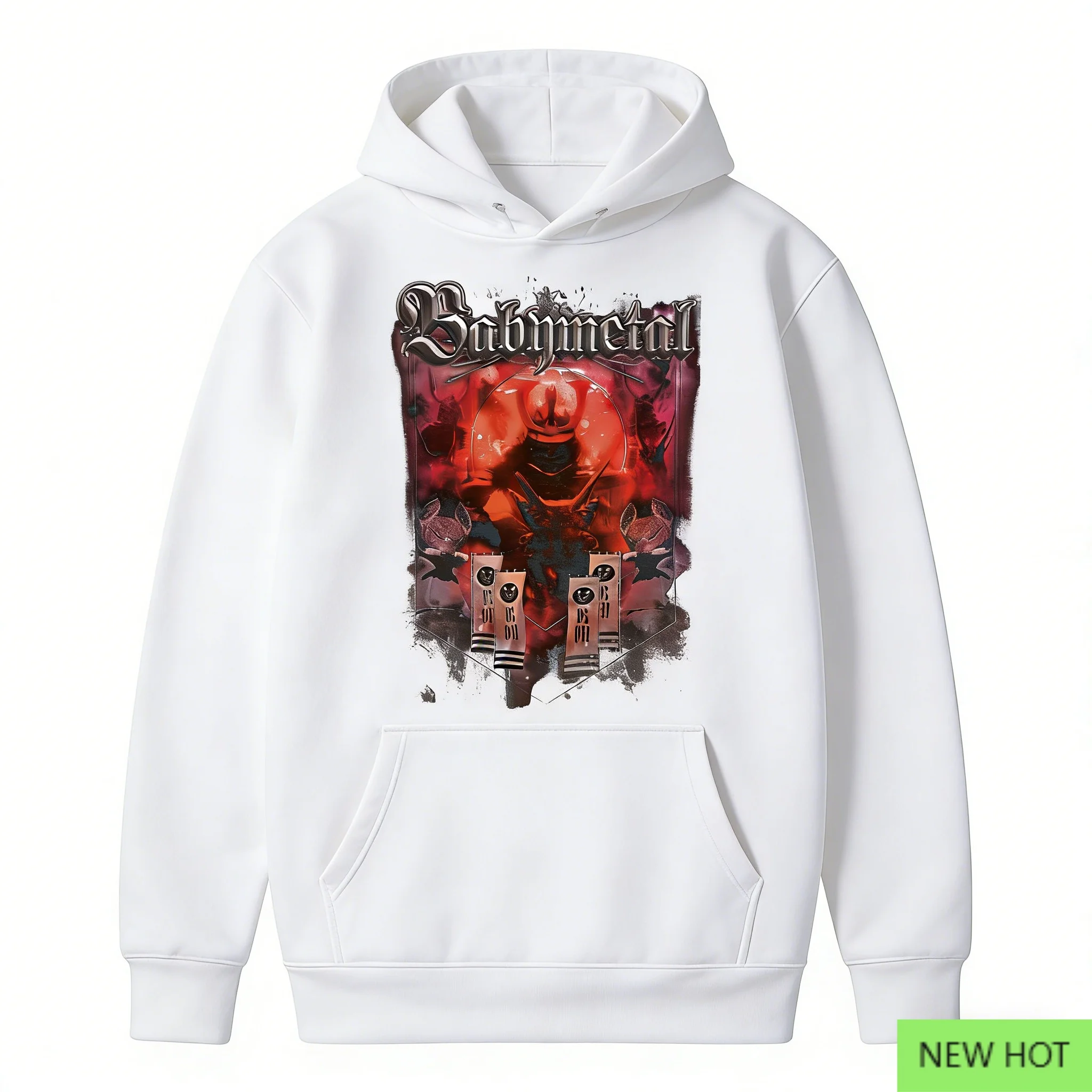 

Толстовка Babymetal с темным графическим белым принтом, повседневная уличная одежда унисекс для любителей металлических камней