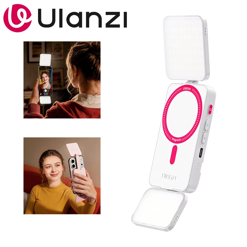 

Ulanzi GL01 GlowUp Fill Light Magnetic Dual-Side Light 2700K-6500K Bi-Color Video Selfie Light for iPhone 17 16 15 Vlog Shooting