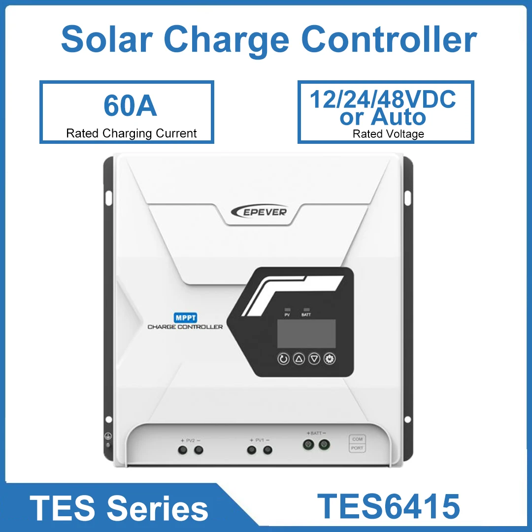 MPPT Solar Charge Controller TES6415 TES6425 60A Compatible With 12V/24V/48V Systems Comprehensive Electronic Protection