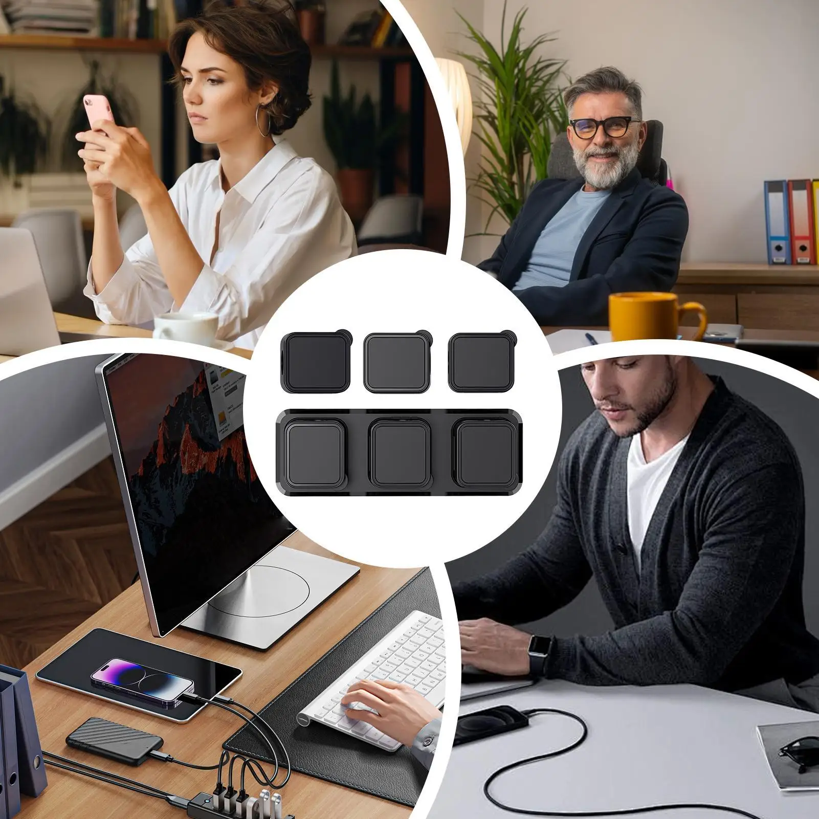 Magnetischer Kabel-Organizer, 6-teilig, selbstklebende Drahtklemme, Kabel-Organizer für Kabelmanagement, Schreibtisch, Zuhause, Nachttisch, Tisch, Nachttisch