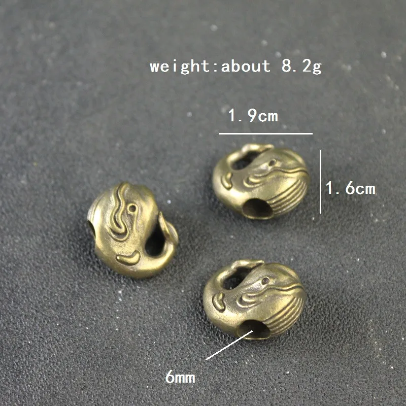 Cute Whale Brass Knife Beads EDC Outdoor DIY Paracord Accessories Handmade Woven Lanyard Pendants Jewelry Umbrella Rope Hangings - view 2