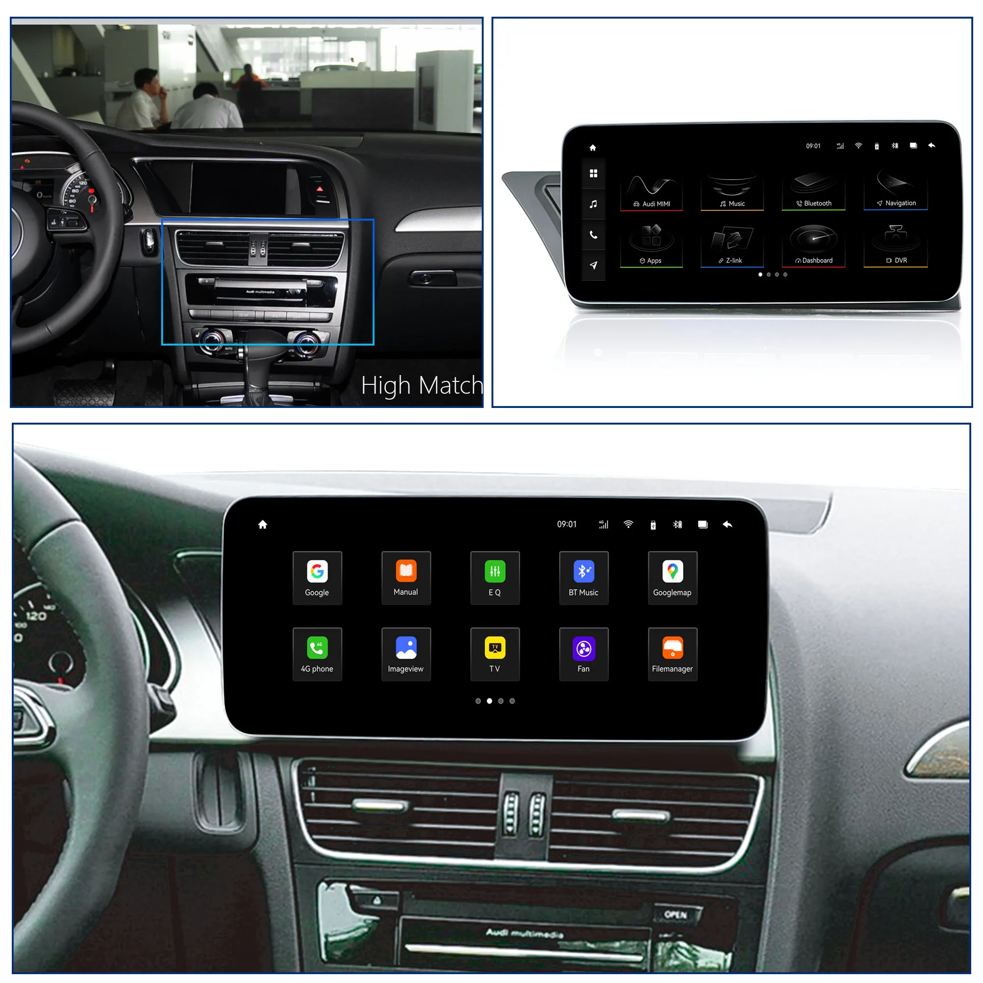 Redpower كريستال ساوند 850 Pro Max شاشة مشغل راديو السيارة الاندورويد لأودي A4L A5 S5 2009-2015 CarPlay بلوتوث مرحبا فاي