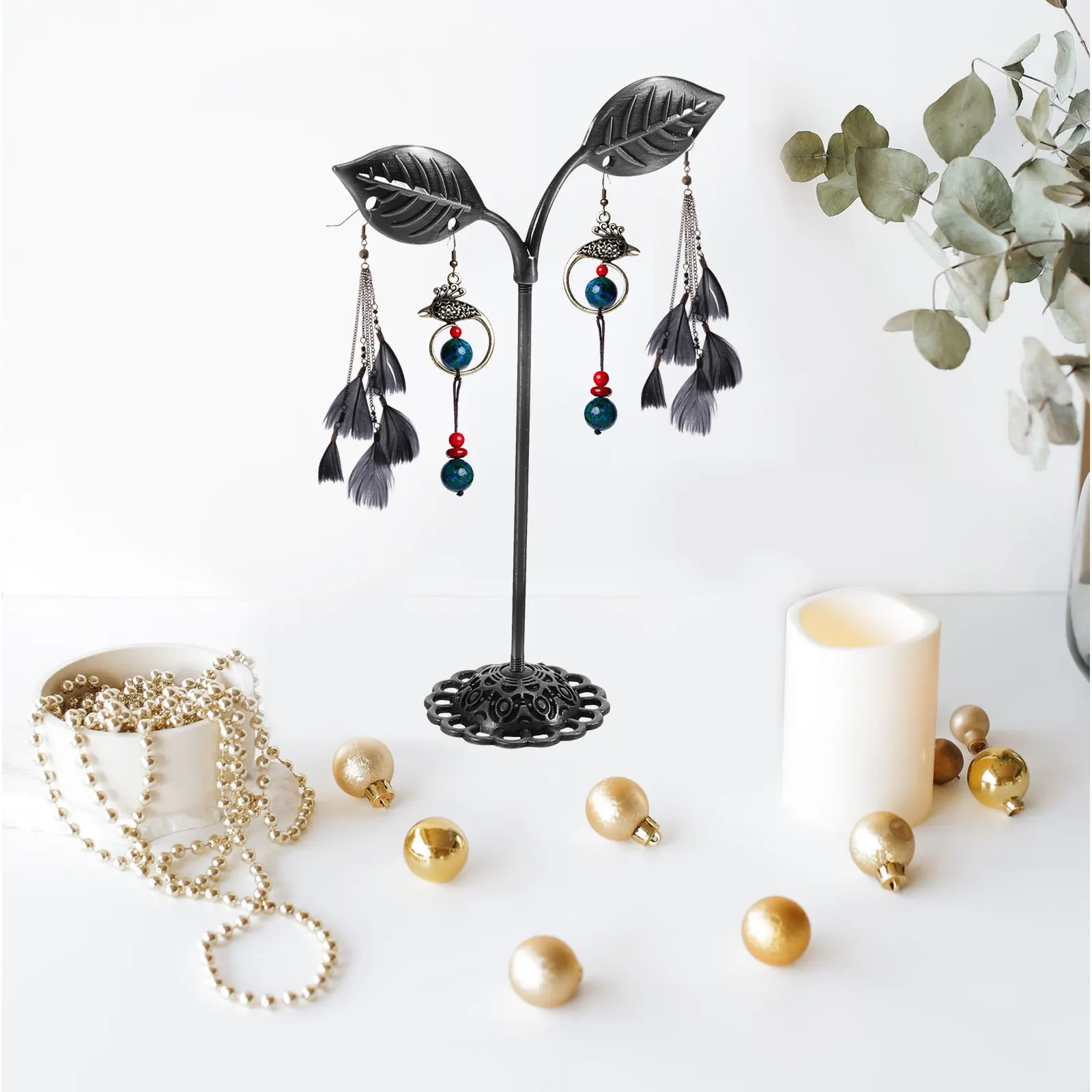 

3Pcs Jewelry Stand Earring Display Rack Iron Decorative Organizer Desktop Holder Multipurpose Stable Base Jewelry Shelf