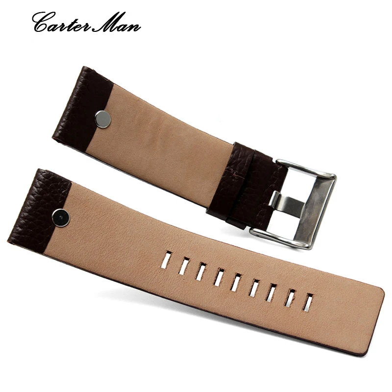 For Diesel Watch Strap Leather Wrist Watch Belt DZ7314 DZ7256 Watchbands 24MM 26MM 28MM 30MM With Rivets Lichee Pattern Bracelet