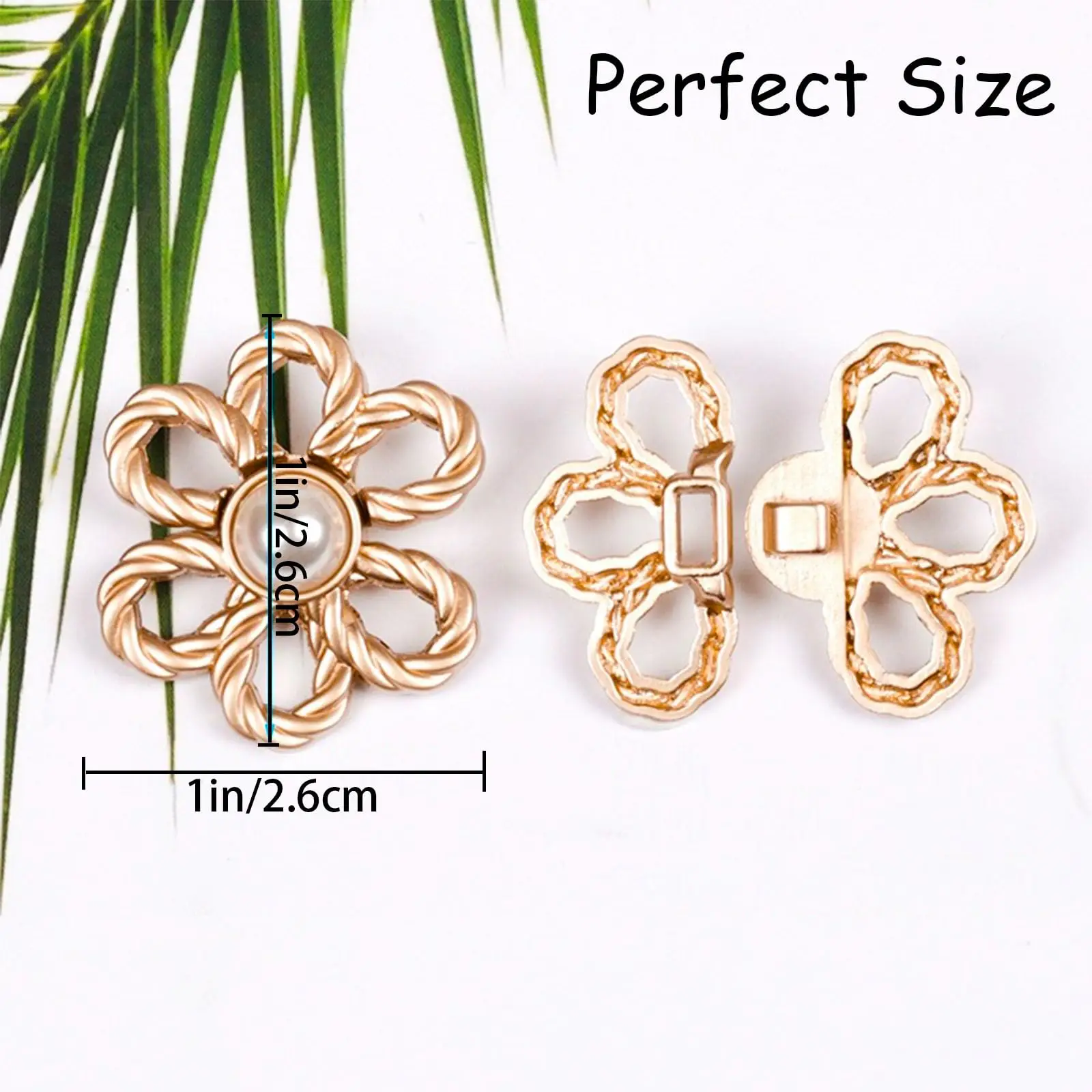 2pairs Waist Metal Flower Adjustable Tighten Invisibility Decoration Couple Buckles Pants Skirts Size Change From Large To Small