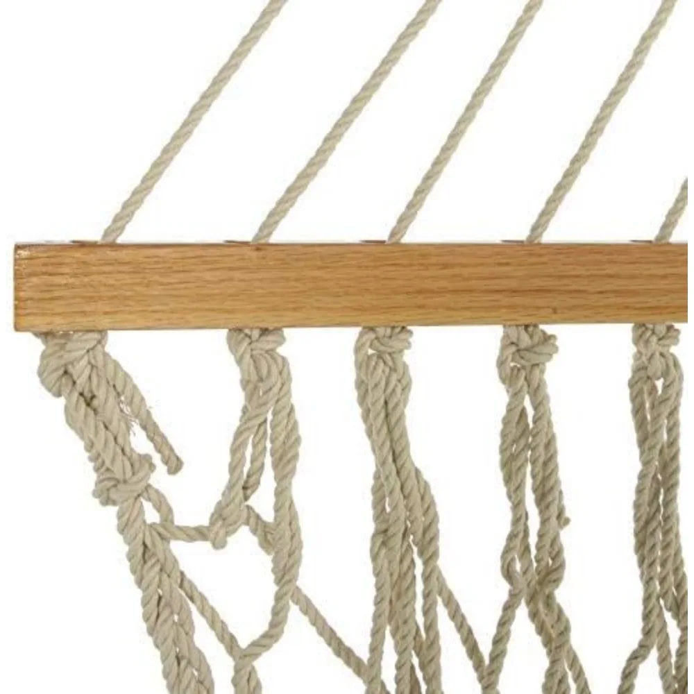 Original Pawleys Island 13DCOT Large Oatmeal DURACORD Rope Hammock with Free Extension Chains & Tree Hooks, Handcrafted