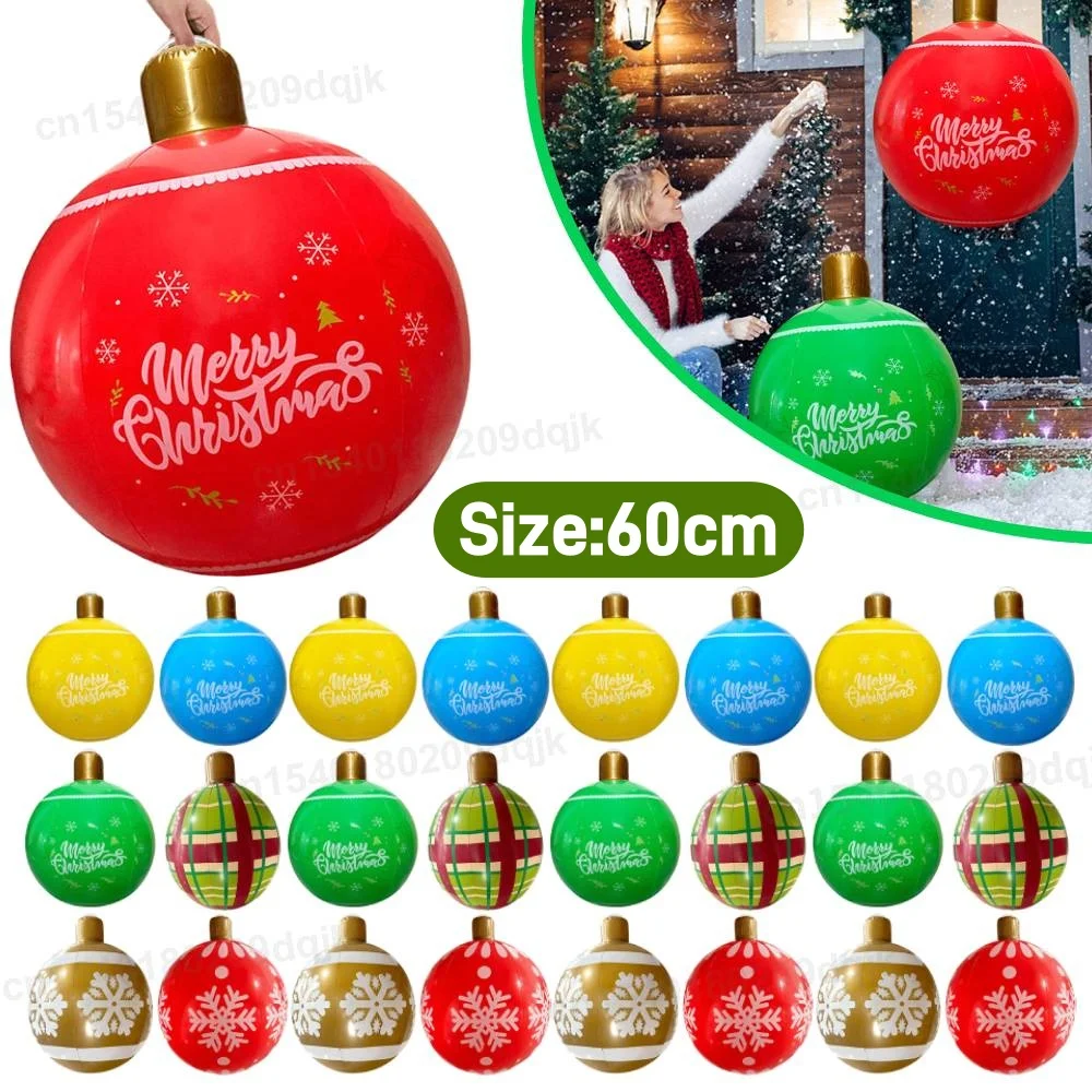 1–2 Stück aufblasbare Weihnachtskugel-Ornamente, PVC, Weihnachtsfeier-Dekoration, Weihnachtsbaum-Dekoration, geeignet für Party-Dekoration