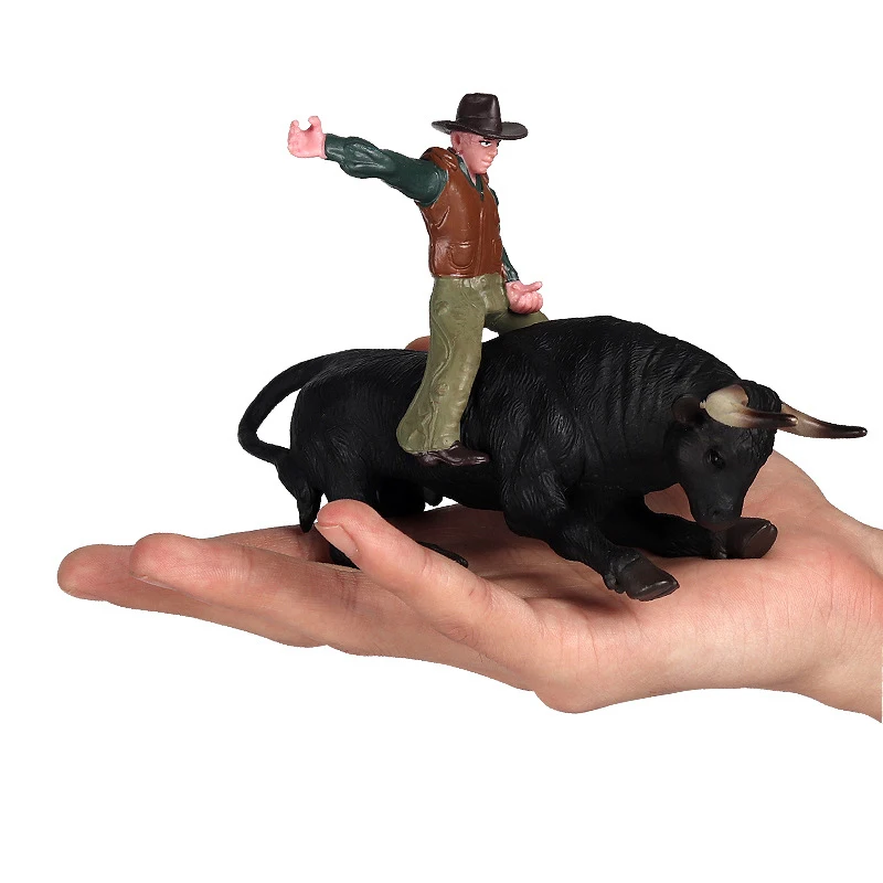 ألعاب حيوانات نموذجية من مادة PVC Rodeo Bull مع لعبة بلاستيكية ثابتة قابلة للجمع للأطفال