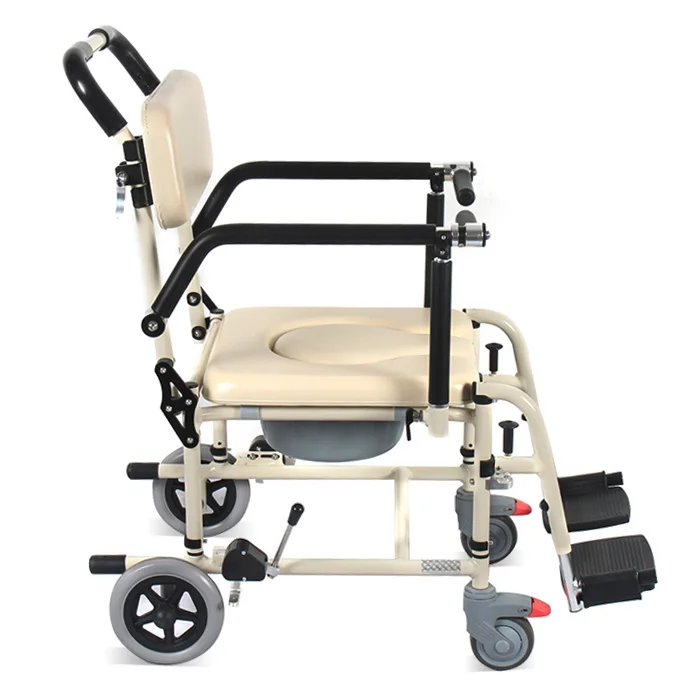 Folding Chair for Disabled Person Portable Bath Toilet Push Chair with Wheel Shower Chair Sit Bath Dual-use